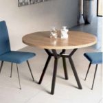 Mesa redonda 87. Mesas de comedor Badajoz y Alburquerque. Mesas pata metálica. Diferentes acabados. Diseño y calidad al mejor precio.
