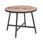 Mesa redonda madera reciclada pie metálico. Mesas comedor Badajoz. Mesa redonda fija comedor. LIQUIDACIÓN MESAS. Muebles en Badajoz y Alburquerque.