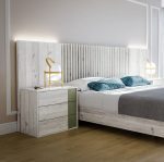 Dormitorio Hermes. Dormitorios de diseño, color artico/camuflaje. Cabecero matrimonio con alas. Dormitorios Badajoz. Dormitorios Alburquerque.