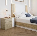 Dormitorio Duna. Dormitorios de diseño, color mayo/blanco. Cabecero matrimonio con alas. Dormitorios Badajoz. Dormitorios Alburquerque.