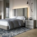 Dormitorio Greco. Dormitorios de diseño, color carbon/piedra. Cabecero matrimonio con alas. Dormitorios Badajoz. Dormitorios Alburquerque.