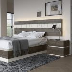 Dormitorio Lotto. Dormitorios de diseño, color nogal/marfil. Cabecero matrimonio, Galería cama 135-150. Dormitorios Badajoz. Dormitorios Alburquerque.