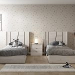 Dormitorio juvenil Onda. Dormitorios de diseño, color natural/ camuflaje. Cabecero dormitorio juvenil. Dormitorios Badajoz. Dormitorios Alburquerque.