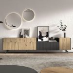 Modular salón 1. Salón modular Roble artesano y rayado pizarra. Salones Badajoz palillería. Salones diferentes estilos. Calidad a precios bajos.