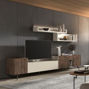 Modular salón 15. Salón modular Roble Brown , beige y mármol oro. Salones Badajoz palillería. Salones diferentes estilos. Calidad a precios bajos.