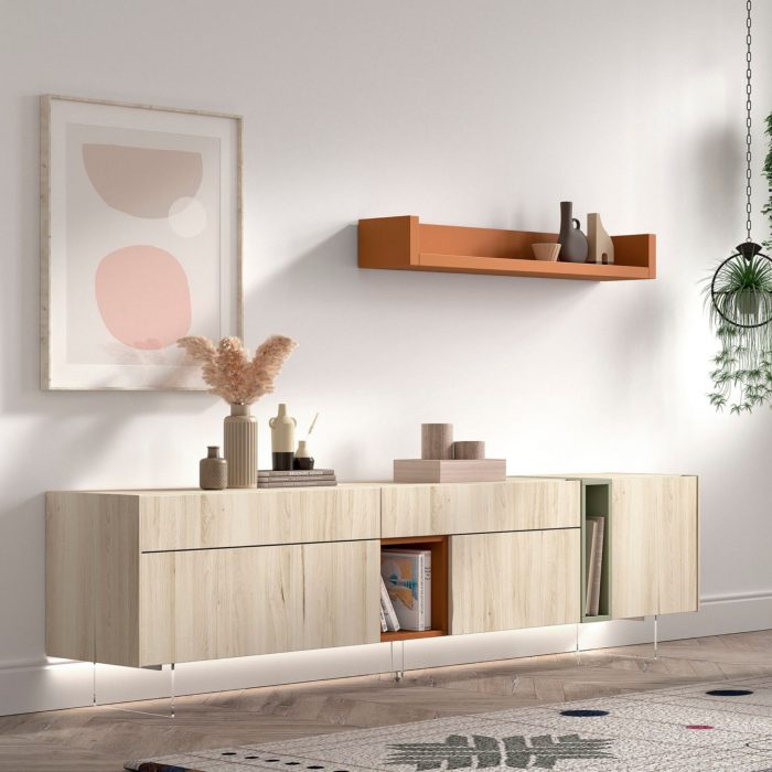 Modular salón 7. Salón modular Terracota y bambú. Salones Badajoz palillería. Salones diferentes estilos. Calidad a precios bajos.