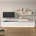 Modular salón 9. Salón modular Blanco seda y haya. Salones Badajoz palillería. Salones diferentes estilos. Calidad a precios bajos.