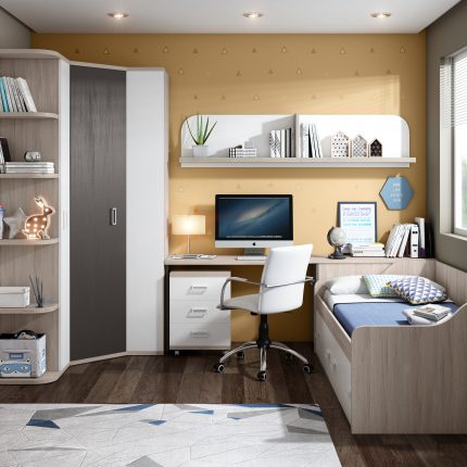 Juvenil Roble Stella, Blanco y Pizarra 11 TR. Juveniles Badajoz y Alburquerque. Juveniles a medida con diseños personalizados. Precios irresistibles.