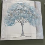 Cuadro árbol celeste brillo